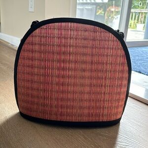 Unique woven purse with black handles